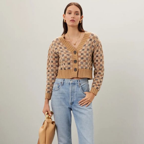 Rebecca Taylor Cropped Checkerboard Cardigan - Size S - MSRP $395 - Picture 1 of 3